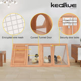 Kecreque Outdoor Chicken Coop Wooden A-Frame Small Animal Cage Rabbit House Quail Cages with Outdoor Runs & Ventilated Wire Fence Suitable for Garden Backyard Farms 47 x 18 x 19.5 in Kecreque