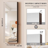 Vlsrka 47.2" LED Jewelry Mirror Cabinet, Wall/Door Mounted Hanging Jewelry Armoire Organizer with Full-Length Mirror, Large Storage Cabinet, 4 Drawers, 5 Shelves, Built-in Lighted Mirror (Black) Vlsrka