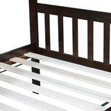 PVWIIK Convertible Bed Frame/Twin Size Rubber Wood Bunk Bed with Trundle for Kids/Boy/Girl Bedroom,Twin Over Twin Bunk Bed with Ladder and Safety Guardrails,No Box Spring Needed,Espresso PVWIIK