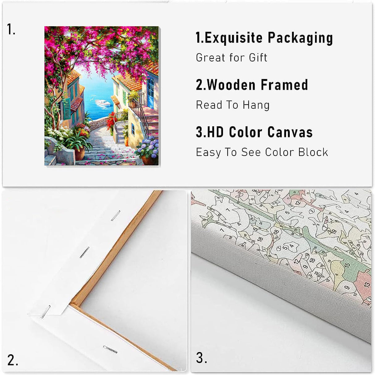 VIGEGU 2 Pack Cityscape Paint by Numbers Kit for Adults with Framed, Landscape Paint by Number DIY Adult Paint by Number Kits for Wall Decor 10x12in VIGEGU