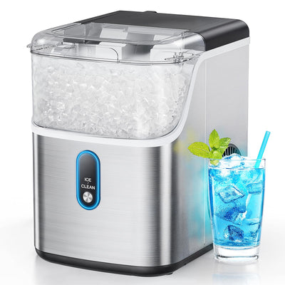 Nugget Ice Maker Countertop, HOMEZAY Pebble Ice Maker with Soft Chewable Pellet Ice, 33 lbs per Day, Compact Ice Machine with Self-Cleaning & LED Indicator for Home, Kitchen, Camping, RV, Office
