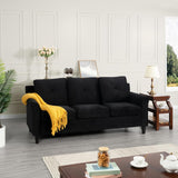 Naomi Home Black Button Tufted Sofa & Loveseat Set, Black Modern Microfiber Furniture for Small Spaces, Durable and Sturdy, Tool-Free Assembly, Affordable Living Room Sofa Cama, Stylish and Compact Naomi Home