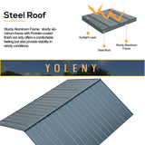 YOLENY 11' x 13' Wood Gazebo Outdoor Gazebo Spruce Wood Framed Gazebo with Black Steel Hardtop Roof for Garden, Patio, Lawns, Parties YOLENY