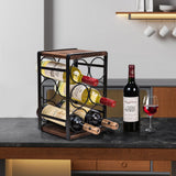 SODUKU Rustic Wood Countertop Wine Rack 6 Bottles No Need Assembly Brown SODUKU