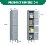 IKIMI 66" Metal Lockers for Employees Storage Locker with Doors and Shelves,Steel Lockable Cabinet Gray Tall Locker for School Office Gym Home Garage IKIMI