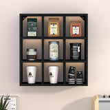 Helsin 9 Grid Vintage Coffee Mug Display Rack, 16inch Wall Mounted Wooden Curio Shadow Box Shelf, Cup Floating Shelves Display and Organizer (Black) Helsin