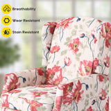 Consofa Upholstered Wingback Recliner Chair, Traditional Push Back Recliner Chair with Padded Seat, Fabric Floral Chair Wingback Recliner with Wooden Legs, Small Recliners for Small Spaces Consofa