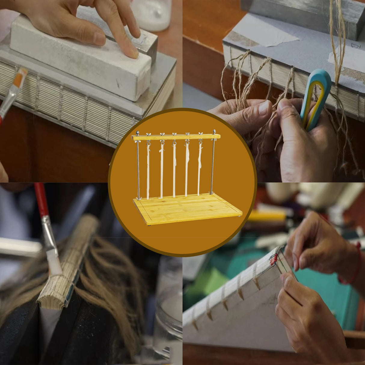 Bookbinding Sewing Frame Set,Hand Make Bookbinding Kits,Includes Bone Folder, Paper Creaser, Awl, Curved Needles, Waxed Thread, Glue Brush, and Bookbinding Supplies for Handmade Books Griiyakii