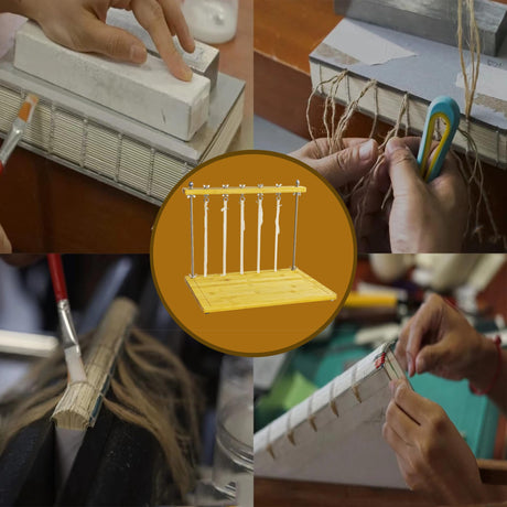 Bookbinding Sewing Frame Set,Hand Make Bookbinding Kits,Includes Bone Folder, Paper Creaser, Awl, Curved Needles, Waxed Thread, Glue Brush, and Bookbinding Supplies for Handmade Books Griiyakii