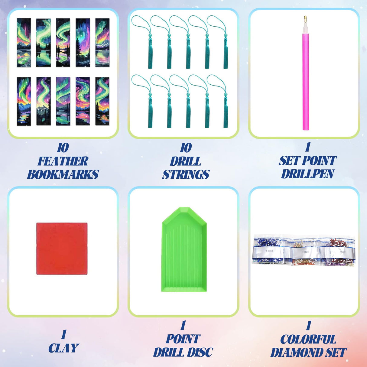 beinkmake 10Pcs Aurora Starry Sky 5D Diamond Art Bookmarks Forest Lake Diamond DIY Painting Bookmarks Rhinestones Beaded Acrylic Tassel Bookmark for Adult Beginner Crafts beinkmake