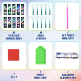 beinkmake 10Pcs Aurora Starry Sky 5D Diamond Art Bookmarks Forest Lake Diamond DIY Painting Bookmarks Rhinestones Beaded Acrylic Tassel Bookmark for Adult Beginner Crafts beinkmake