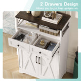 Maupvit 5-Tier Shoe Cabinet with Doors & 2 Drawers, Farmhouse Storage Cabinet with Adjustable Shelves, Wooden Freestanding Shoe Rack Organizer Cabinet for Entryway, Foyer, Hallway, Living Room, White Maupvit