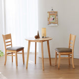 Livinia Canberra 27.6" Round Wooden Dining Table/Small Mid Century Modern Malaysian Oak Kitchen Table (Natural-Oak) Livinia