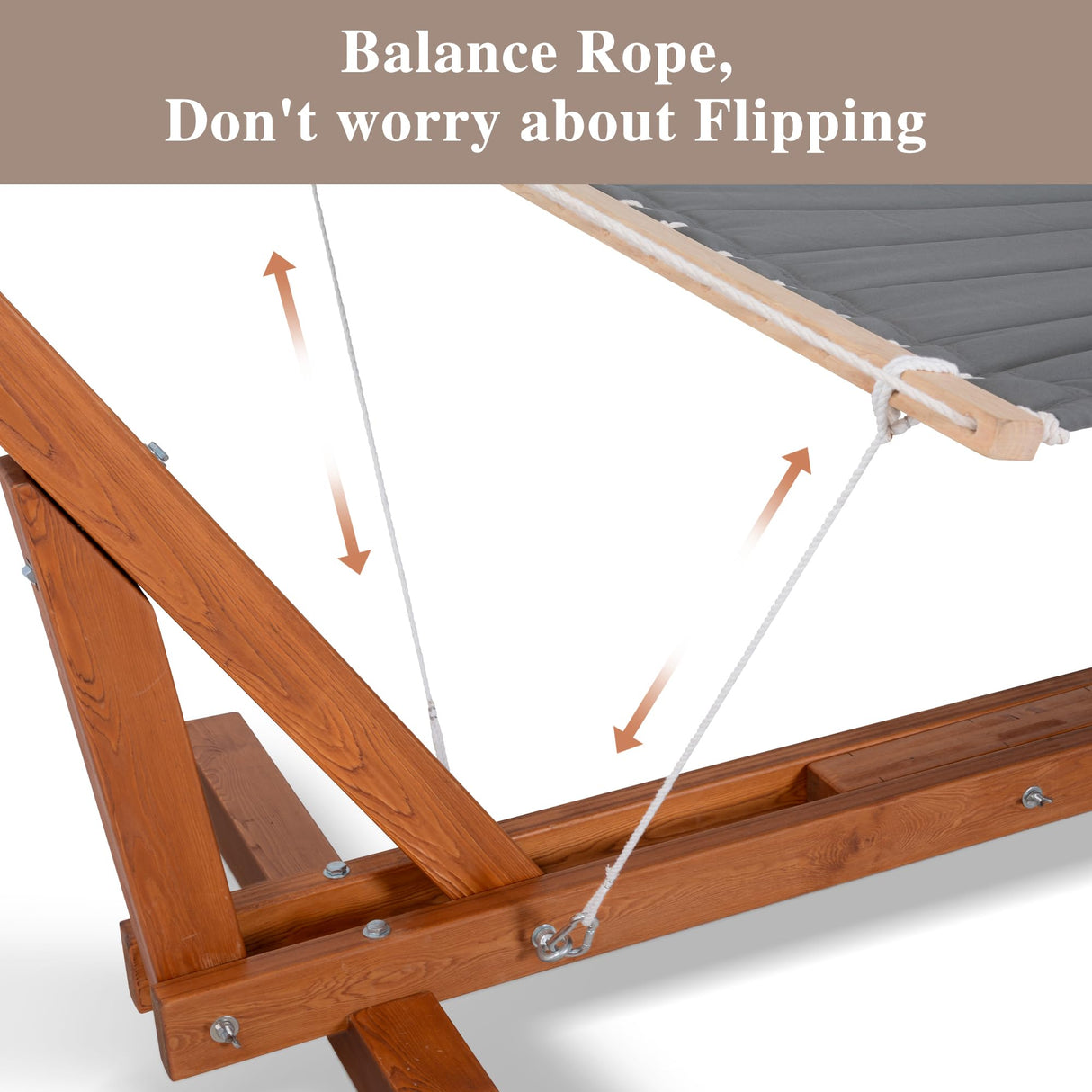 SUNCREAT Adjustable 12-14 ft Wooden Hammock Stand, Outdoor Larch Wood Hammock Stand Only, 475 lbs Capacity SUNCREAT