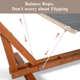 SUNCREAT Adjustable 12-14 ft Wooden Hammock Stand, Outdoor Larch Wood Hammock Stand Only, 475 lbs Capacity SUNCREAT