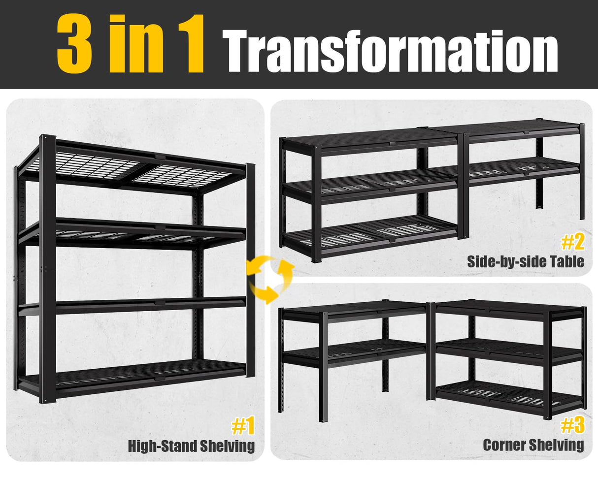 PrimeZone 40" W Heavy Duty Garage Shelving 2200 LBS 4 Tier Storage Shelves Adjustable Industrial Metal Wire Shelf Utility Rack for Garage,Basement,Pantry,Warehouse,Commercial,40" W X 20" D X 60" H PrimeZone
