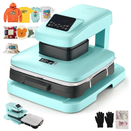 VEVOR Auto Heat Press Machine, 15 x 15 inch, T-Shirt Press Machine with Auto Release and Adjustable Pressure, Digital Display, Rapid Heating, for Sublimation, Vinyl, Heat Transfer Projects, Green VEVOR