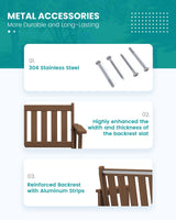 SERWALL Outdoor Bench, HDPE Outdoor Benches Weatherproof, 2-Person Garden Bench with 660 lbs Weight Capacity, Patio Benches for Outdoors, Garden, Porch, Backyard and Park, Brown SERWALL