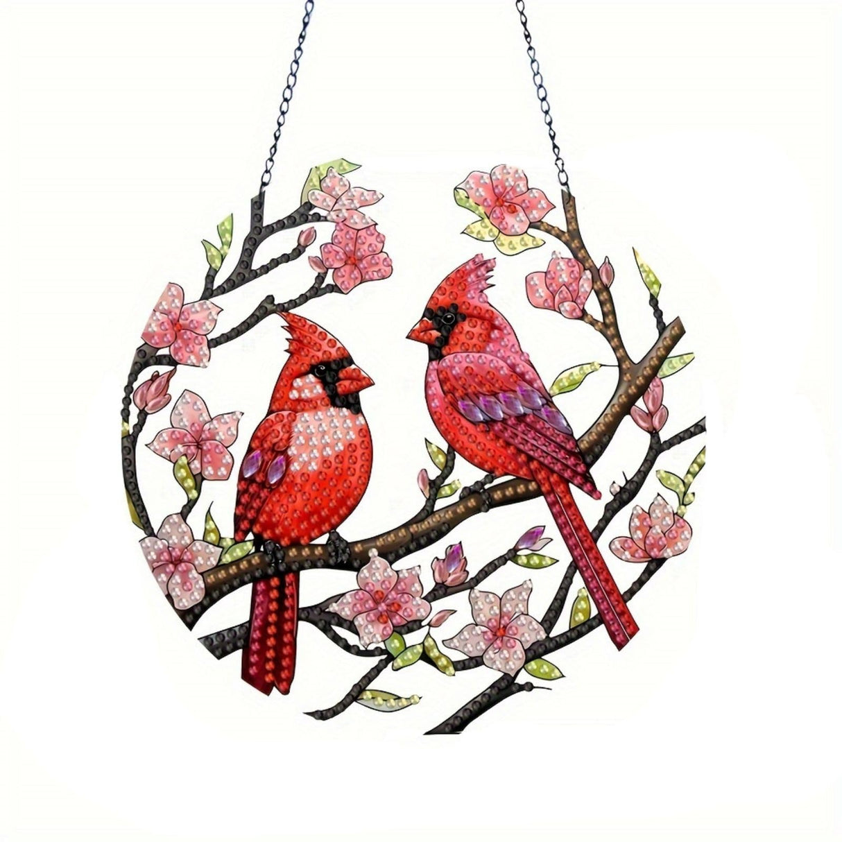 Generic DIY Hanging Diamond Pendant Special Shaped Crystal Diamond Art Painting Ornament Single Sided for Window Home Garden Wall Door Decor-Cardinal WoodArtSupply