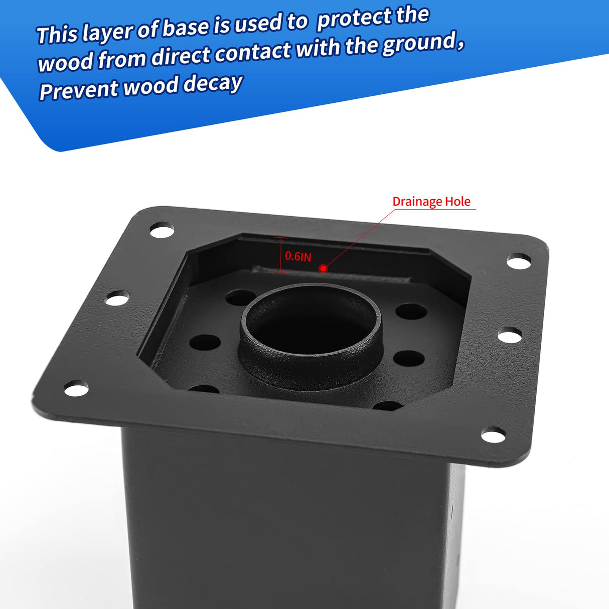 AXWHYS 6x6 Post Base 4 Pcs, (Inner Size 5.6x5.6) Post Anchors, 13GA Thick Solid Steel & Black Powder Coated,Deck Post Brackets Support Deck Base Plate Pergola Brackets Fence Kit AXWHYS