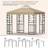 SGmory 10x10 FT Grill Gazebo Canopy Replacement Top, Pavilion Sunshade Polyester Gazebo Cover with Air Vent, Grill Canopy for Yard Patio Garden & Outdoor BBQ (Khaki) SGmory