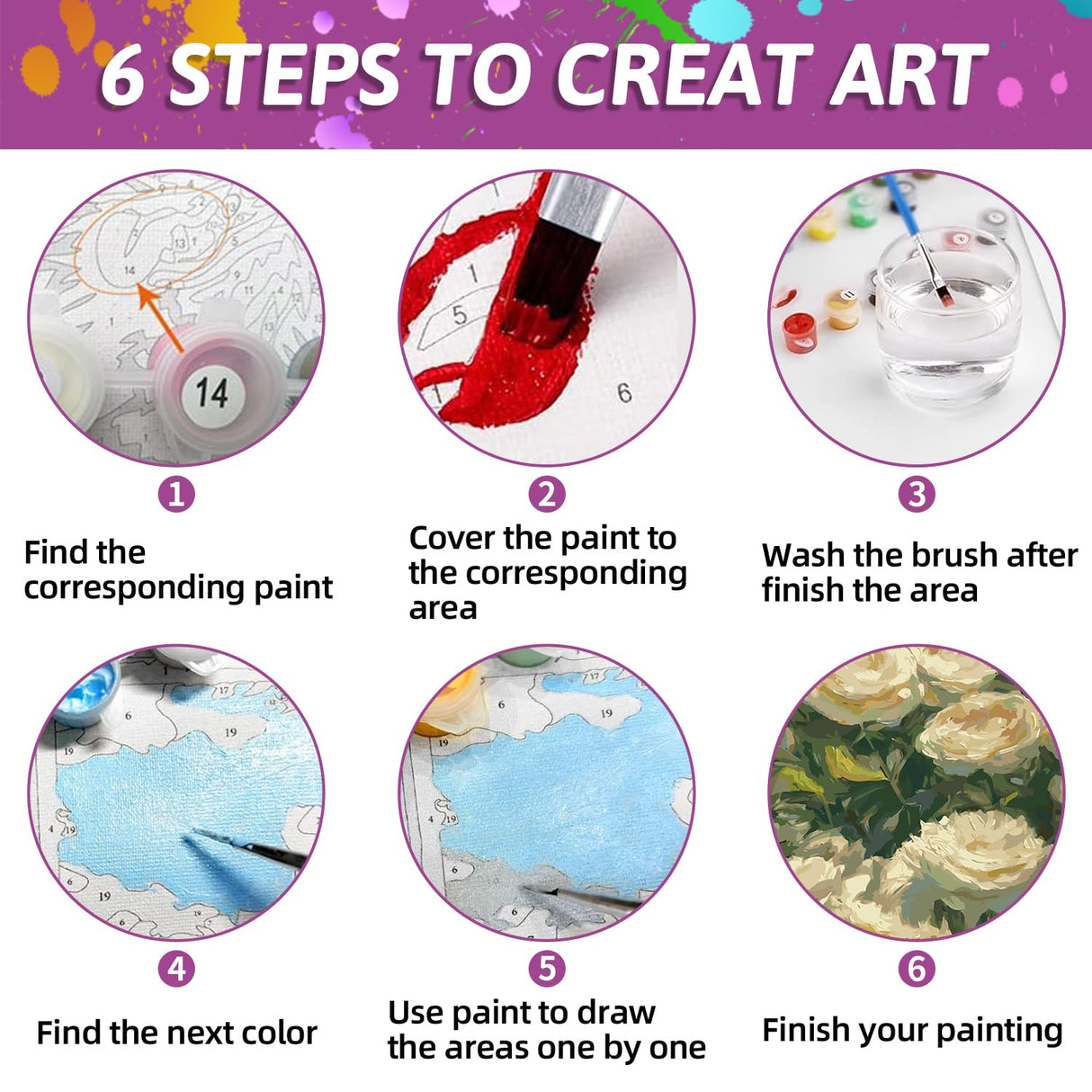 Yunruily Flower Paint by Number Kits for Adults-Flowers Paint by Number for Adults Beginner,White Flower Painting by Numbers on Canvas Gifts Home Wall Decor,16x20 Inch Yunruily