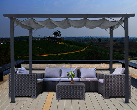 ABCCANOPY Patio Pergola 11x11 - Outdoor Sun Shade Canopy with Retractable Roof for Garden Porch Backyard (Gray) ABCCANOPY