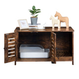 HOOBRO Cat Litter Box Enclosure, Double Door Litter Box Furniture, Hidden Litter Box Furniture, Splash-Proof Litter Control Board, Side Table, Coffee Bedside Table, Rustic Brown FG80MW01 HOOBRO