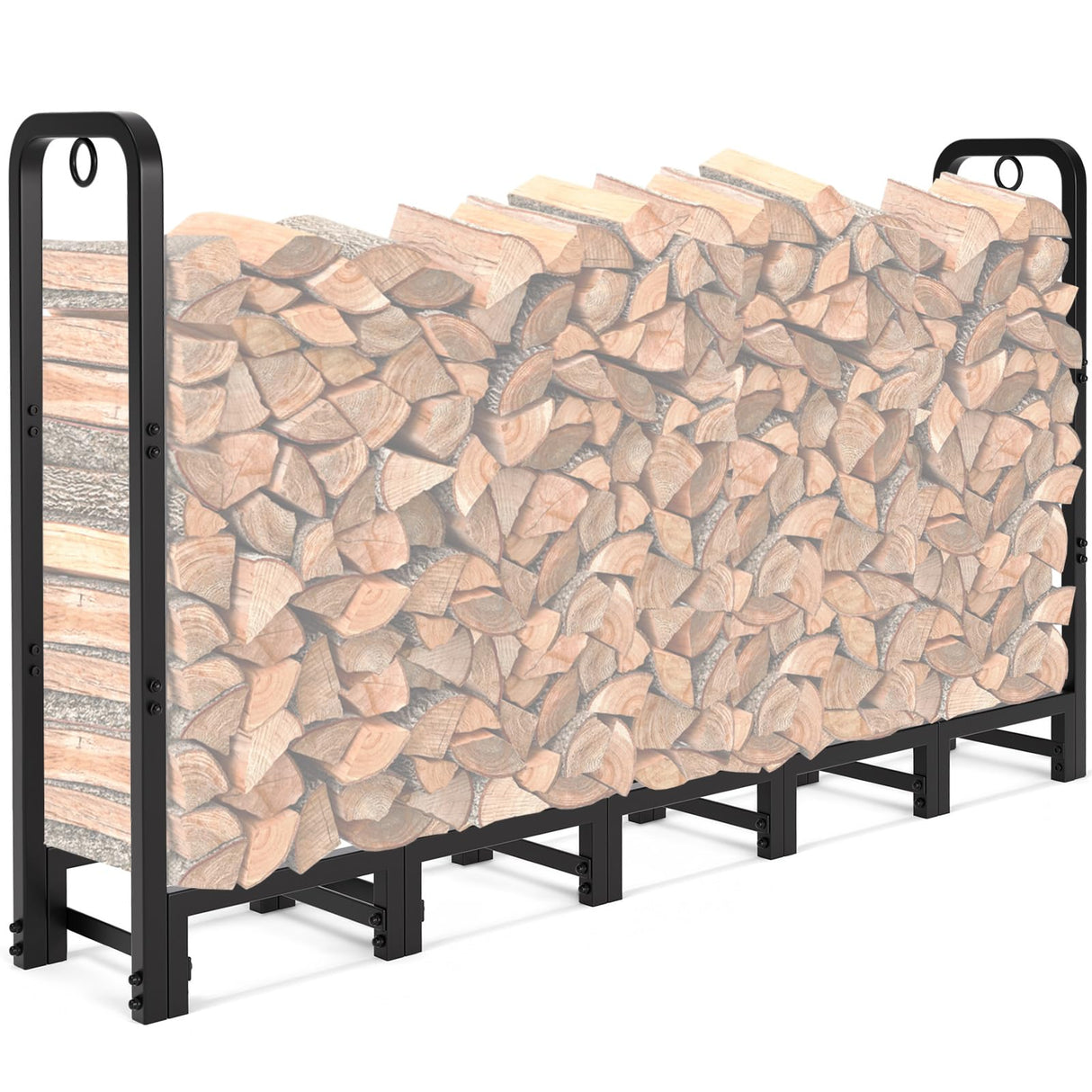 AMAGABELI GARDEN & HOME 6ft Firewood Log Rack Outdoor Log Holder for Fireplace Heavy Duty Wood Stacker Pit for Patio Logs Storage Steel Tubular Wood Pile Rack Tool Accessories Black AMAGABELI GARDEN & HOME