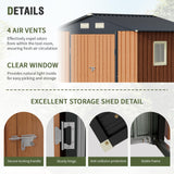 Florise 8x6 Ft Storage Shed, Large Outdoor Shed with Window, Lockable Doors, Outside Steel Shed for Garden, Backyard, Lawn, Patio Utility, Tool Storage Florise