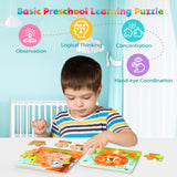 Zeoddler Wooden Puzzles for Toddlers, 8 Pack Animal Jigsaw Puzzles for Kids3-5, 9 Pieces Preschool Learning Activities, Learning & Educational Toys, Gift for Boys, Girls Zeoddler