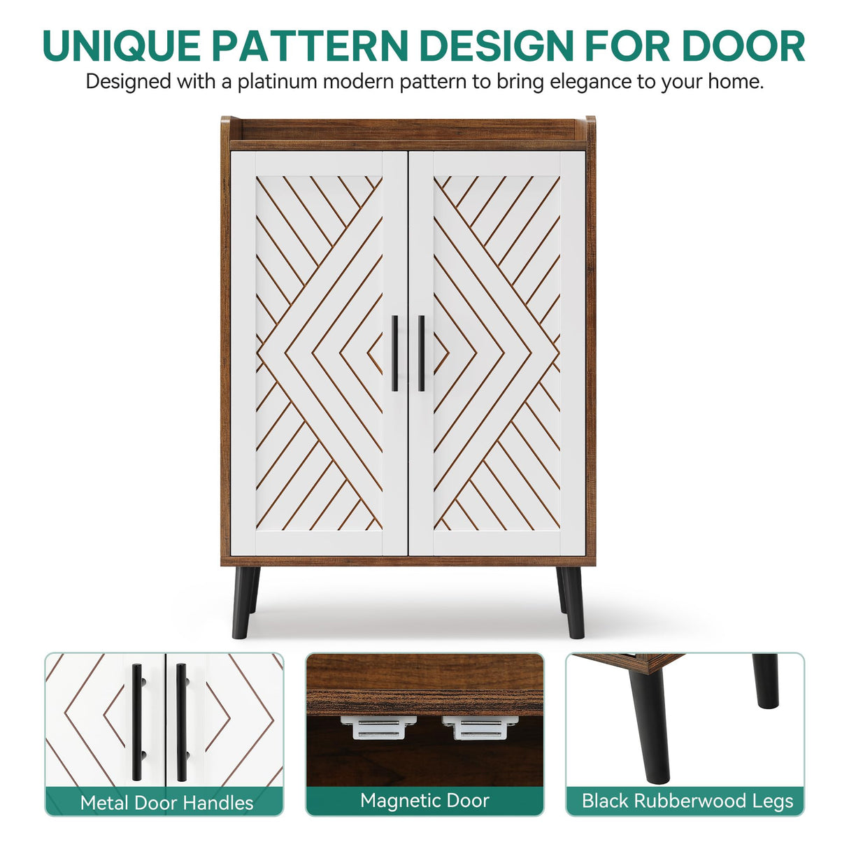 YITAHOME Shoe Cabinet with Doors, 5-Tier Shoe Storage Organizer with Adjustable Shelves, Modern Freestanding Wooden Shoe Rack Cabinet for Entryway, Hallway, Closet, Living Room, Brown & White YITAHOME