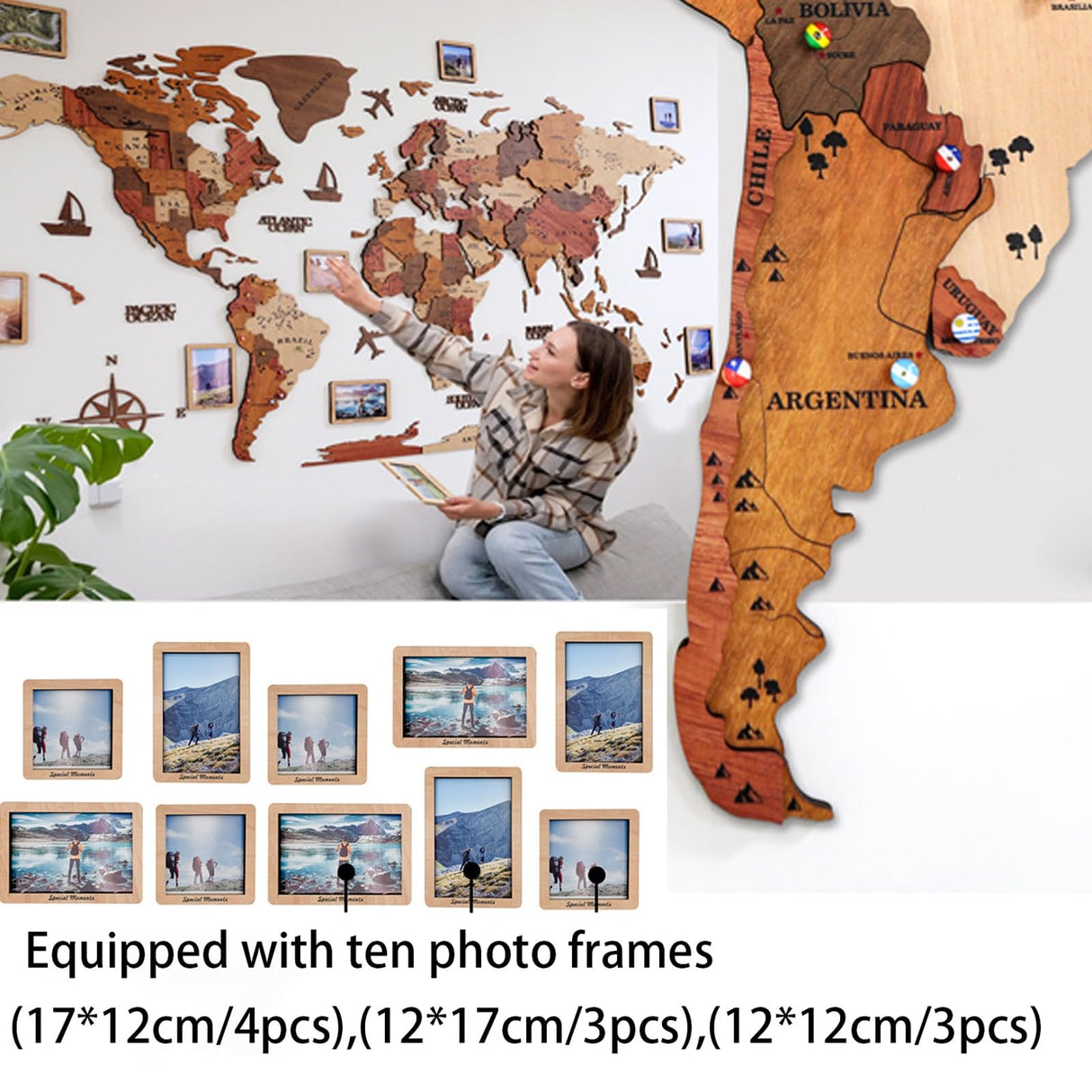 TUPAFJU 3D LED Wood+Acrylic World Map Wall，Extra Large Size 59/79/98/118in，3D Wall Art Décor,Art Modern Home Decor Gifts LED Lighting Wall Decor,Living Room Hanging Mural(A,Small) TUPAFJU