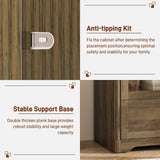 chartustriable 2 Doors Arched Armoire Wardrobe Closet w/Drawers,LED Light,Wooden Closet Wardrobe Cabinet with Hanging Rod for Bedroom,Modern Armoire Storage Cabinet w/Shelf,Rustic Oak chartustriable