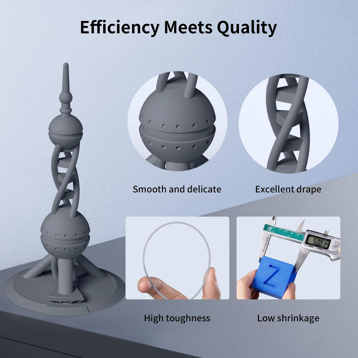 ANYCUBIC High Speed 3D Printer Filament 1.75mm, Print Up to 10X Faster, Rapid PLA Filament with High Prints Quality, Dimensional Accuracy +/- 0.02mm, Print with Most FDM 3D Printers, 1KG Spool, Gray ANYCUBIC