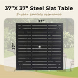 MIXPATIO 5-Piece Patio Table and Chairs Set for 4, Outdoor Dining Set with Blue Chairs and 37" Square Metal Umbrella Table for Deck Backyard Lawn MIXPATIO