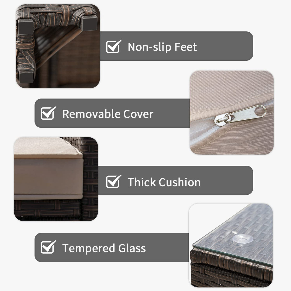 Homall 4 Pieces Patio Furniture Sets Rattan Chair Wicker Conversation Sofa Set, Outdoor Indoor Backyard Porch Garden Poolside Balcony Use (Beige) Homall