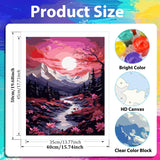 xcemhil Paint by Numbers Kit for Adults Landscape, Paint by Number Moutain and Moon, Pink Landscape Paint by Numbers Kit for Adults Beginner for Gift and Home Wall Decor 16x20 Inch xcemhil
