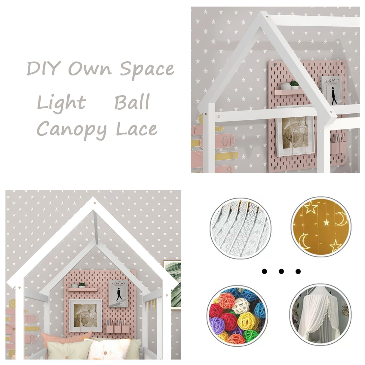 Kids Montessori Bed Twin Size, Twin Floor Bed with High Fence, House Bed for Kids, Girls, Boys, Wood Montessori Floor Bed Without Slats(White Twin) Bellemave