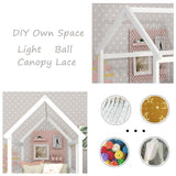 Kids Montessori Bed Twin Size, Twin Floor Bed with High Fence, House Bed for Kids, Girls, Boys, Wood Montessori Floor Bed Without Slats(White Twin) Bellemave