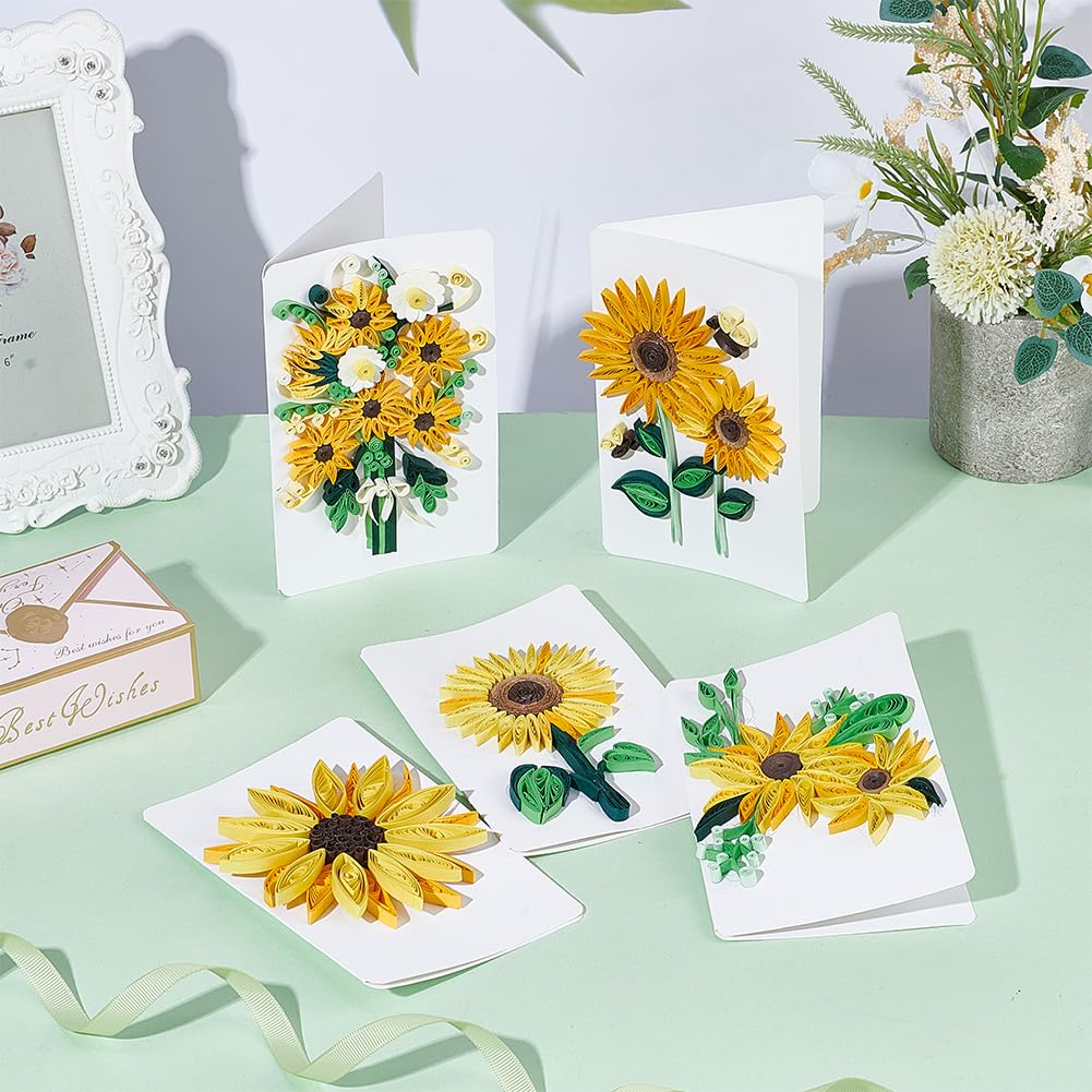 WEBEEDY 20 Sets Paper Quilling Kit for Adults Beginners DIY 5 Styles Sunflowers Quilling Greeting Card Making Kit with Instruction DIY Quilling Supplies for Birthday Halloween Christmas Party Gifts WEBEEDY
