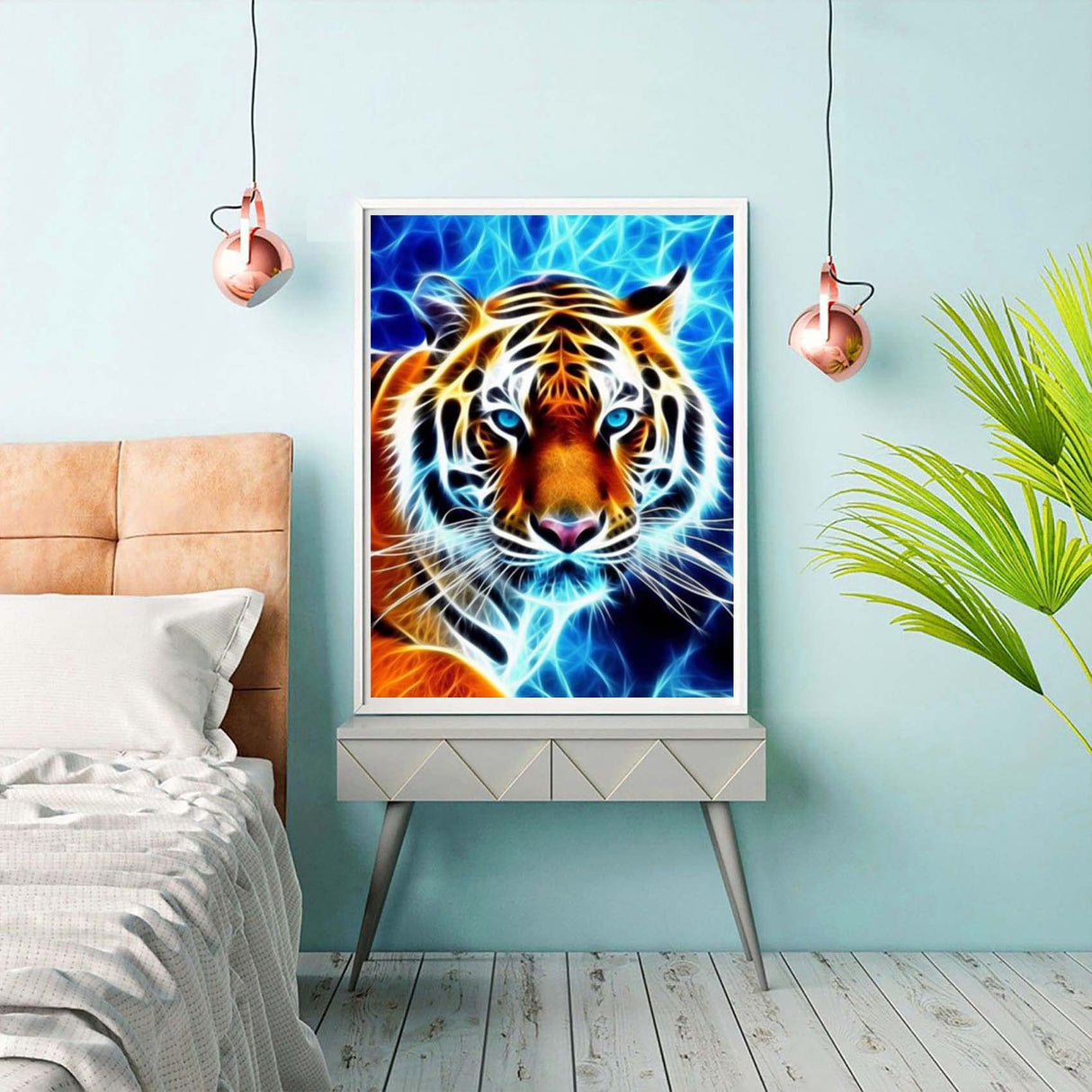 Reofrey DIY Diamond Art Painting Kits for Adults Tiger, Diamond Art Animal Full Drill Round Rhinestone Cross Stitch Embroidery Canvas for Crafts Decor (30x40 cm/ 12x16 inch) Reofrey