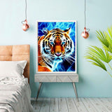 Reofrey DIY Diamond Art Painting Kits for Adults Tiger, Diamond Art Animal Full Drill Round Rhinestone Cross Stitch Embroidery Canvas for Crafts Decor (30x40 cm/ 12x16 inch) Reofrey