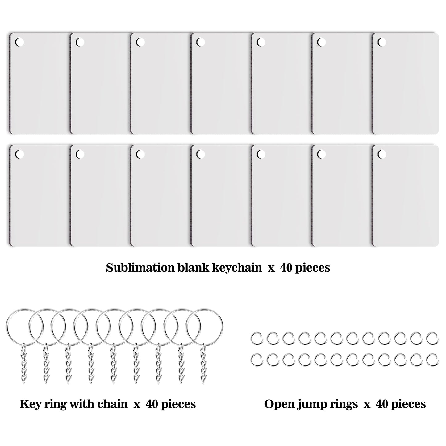 Duufin 120 Pieces Rectangle Sublimation Keychain Blanks Double Side Heat Transfer Blanks MDF Key Rings Blank Board Key Chain Blanks for Sublimation DIY and Craft