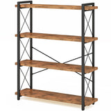 HCHQHS Bookshelf, 4-Tier Industrial Bookcase, Rustic Open Book Shelf, Freestanding Tall Bookshelves with Metal Frame HCHQHS