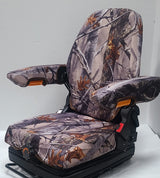 DSC Tractor Seats, Forklift/Tractor Replacement Suspension Seat with Built-in Headrest and Adjustable Armrest Customized in XD3 Camo Endura. TSKL10-XD3-C WoodArtSupply