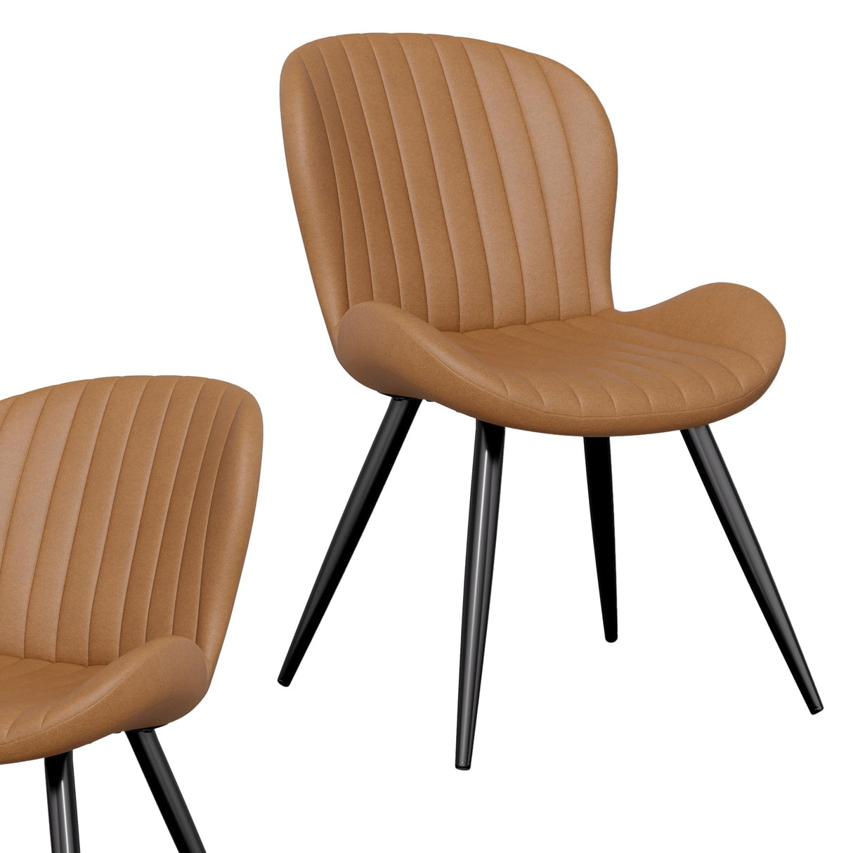 Nalupatio Dining Chairs Set of 4, Modern Dining Room Chairs Comfy Backrest Thick Upholstered Kitchen Chairs 19IN Height with Metal Legs Brown Nalupatio