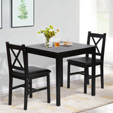 Kitchen Table Set for 2, 3 Piece Wooden Dining Table Set with 2 Chairs for Small Space, Modern Square Counter Height Small Dinette Set for Kitchen, Restaurant, Dark Brown Dkeli