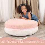MOMCAYWEX Macaron Bean Bag Chair for Kids and Teens, Medium Bean Bag Sofa with Memory Foam Filling, 27.5"×27.5"×13.5", Pink and White MOMCAYWEX