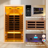 KUNSANA Hemlock Infrared Home Sauna Room 1 Person, Personal Luxury Indoor Sauna Spa, 1420w/120v Ultra Low EMF Heaters, App&LCD Panel Controls, Bluetooth Speakers, Chromotherapy Lights, Reading Lights KUNSANA
